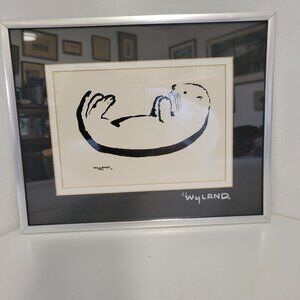 Signed Wyland Otter Sketch 1990 Sketch Lithograph